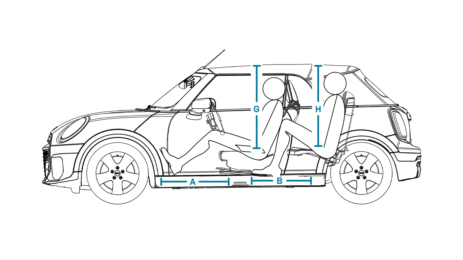 MINI Cooper Convertible - Dimensions Interior Side