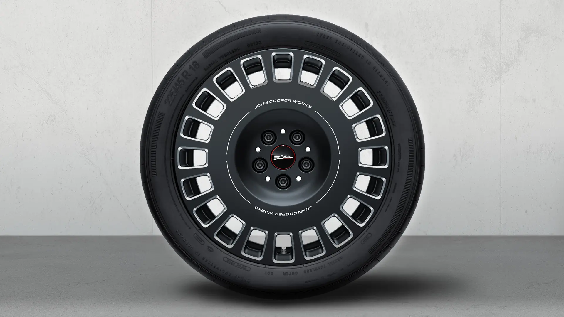 18" JCW alloy casted wheel Rallye Spoke 992 Bicolor (Frozen Midnight Grey, polished), summer complete wheel set.