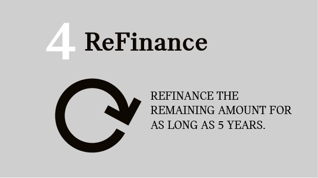 REFINANCE THE REMAINING AMOUNT FOR AS LONG AS 4 YEARS.