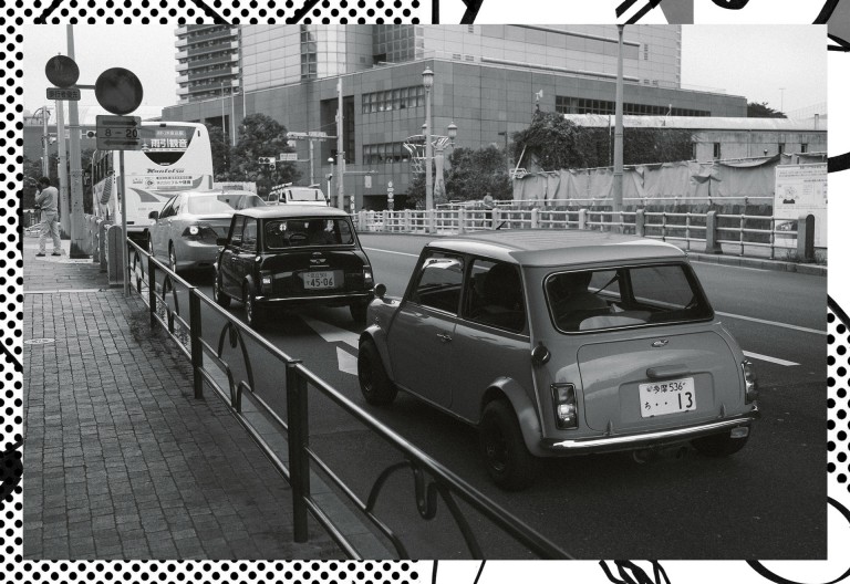 Classic Minis in Japan.