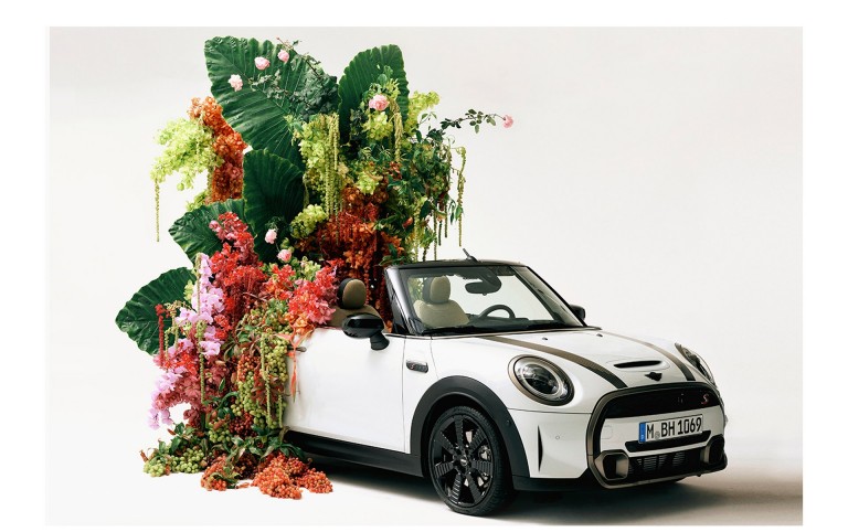 The MINI Convertible as a floral artwork. 