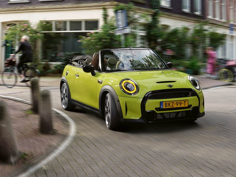 Yellow mini cooper store convertible